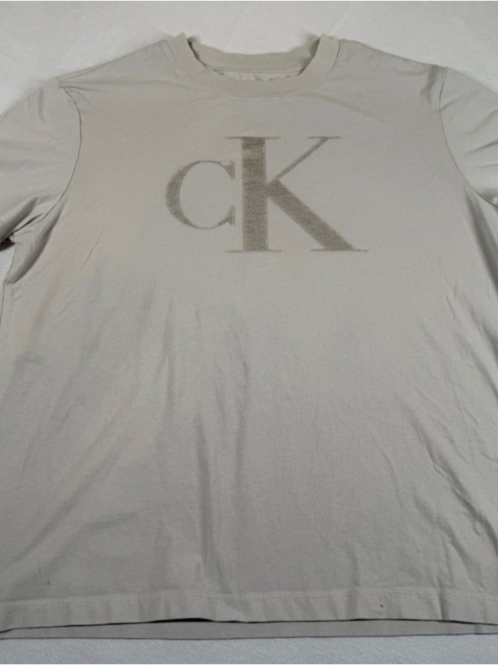 Calvin Klein Women's Sequin Short Sleeve Shirt Size Large - Beige